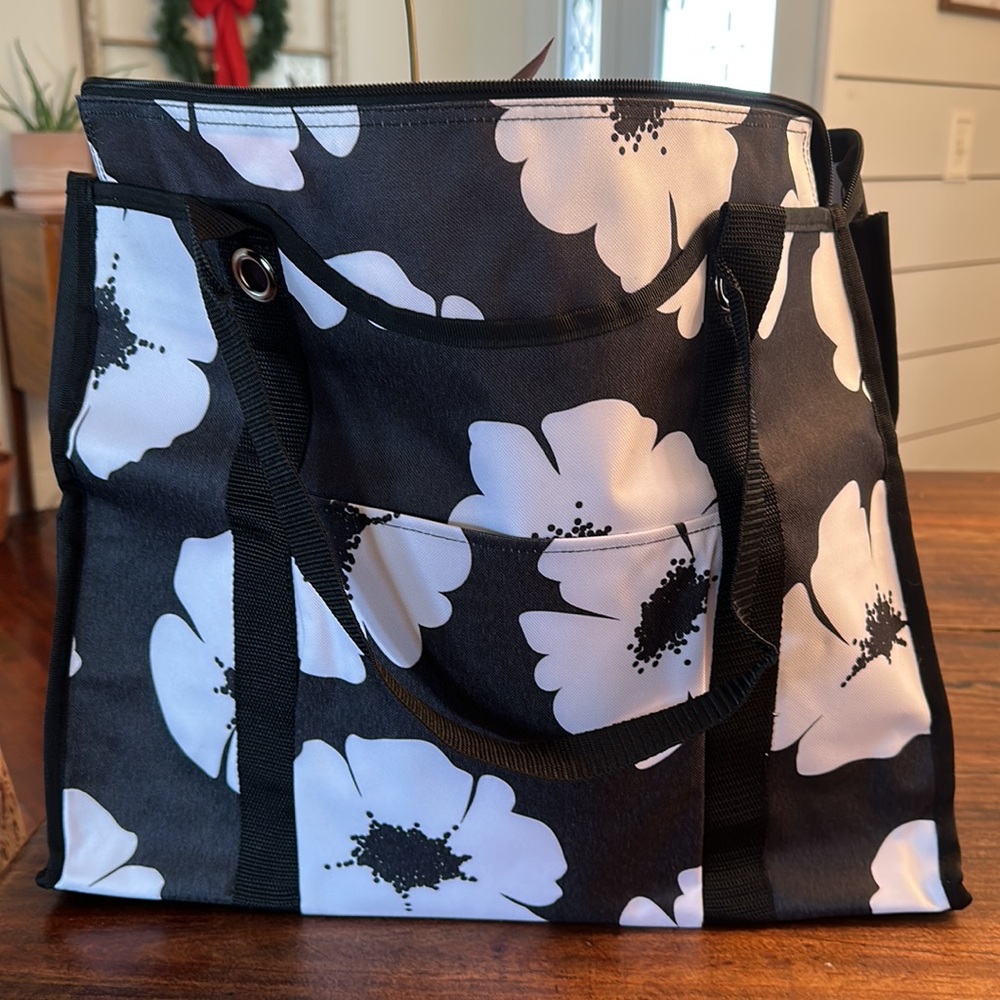 NWT Thirty-one All Day Organizing Tote In White Poppy - Picture 5 of 7